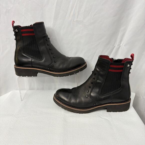Pikolinos Boots Women Size 10 Vicar Black Leather Side Zip Lug Bootie Studded 40 - Picture 6 of 8
